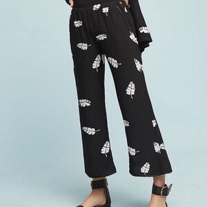 Anthropologie x Capulet leaf Print trousers Black and White